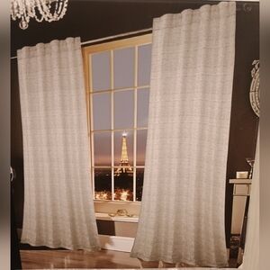 New Bebe Elegant White W Gold Accent Window Panels 2 Back Tab Rod Pocket 38x84